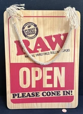 RAW Rolling Papers OPEN & CLOSED Double Sided Shop Wooden Sign - 15.75" x 11.75"