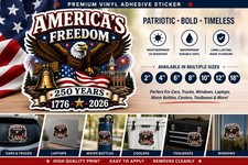 America 250 Sticker 1776 2026 Patriotic Vinyl Adhesive Decal Eagle USA Made