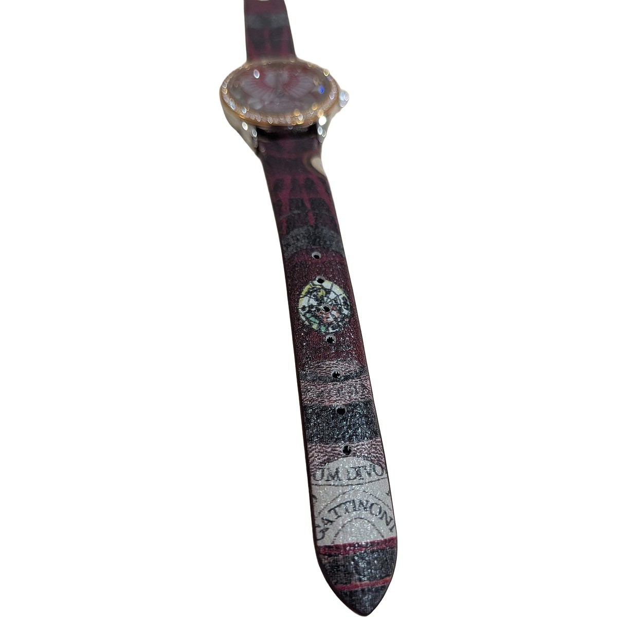 Orologio donna Gattinoni oro rosa strass cinturino bordeaux stampa — foto 2