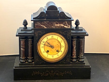 Antique Heavy Black Slate / marble Mantle Clock 9+kg. Spares / repair
