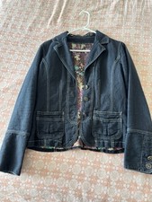 Pre-washed Dark blue Women's Short Blazer Jacket Long Sleeve Pockets