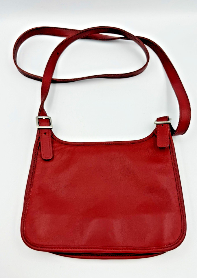 COACH Vintage Small Hippie Flap Red Luxury Soft Leather Slim Crossbody Bag 9142
