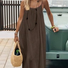 Women Summer Maxi Dress Strappy Cami Sundress Loose Boho Casual Holiday Gown