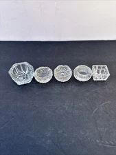Vintage Pressed Glass Salt Cellars Lot of 5 Mixed Shapes Clear Individual Dips