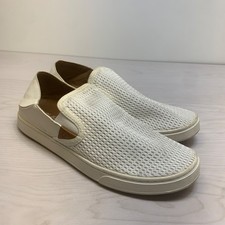 OluKai Pehuea Women  s Breathable Slip-On Shoes White Womens Size 9