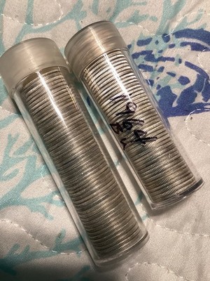 Two BU Rolls 1964 90% Silver Rooselvet Dimes Brilliant 100 Coins