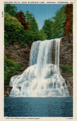 CASCADE FALLS, MOUNTAIN LAKE, VIRGINIA, PEMBROKE, NORF Postcard