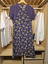 Cath Kidston Womens Floral Tea Dress Purple Polka Dot Vintage Style UK 12