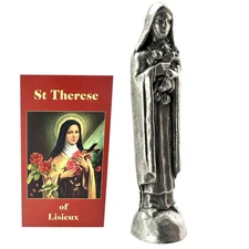 Westmon Works St Therese Pocket Statue Set Italian Metal Mini Figurine with H...