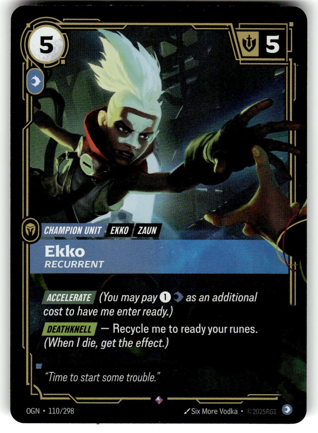 2025 League of Legends - Origins Card OGN-110 Rare Ekko, Recurrent Foil