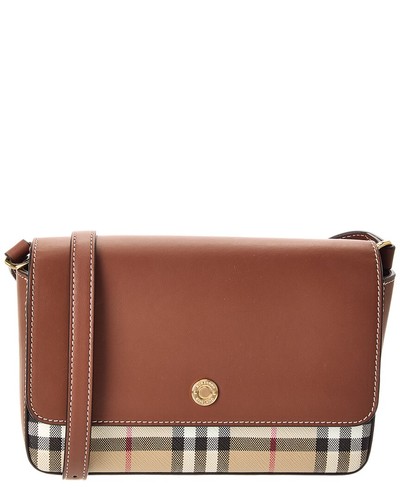 Burberry Penny Foldover E-Canvas & Leather Shoulder Bag (Authentic Pre-Loved)