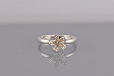 Sterling Silver Cubic Zirconia Accented Flower Blossom Band Ring 925 Sz: 7