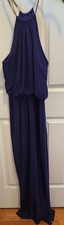 M/L Sexy purple knit sleeveless gown with gold chain collar