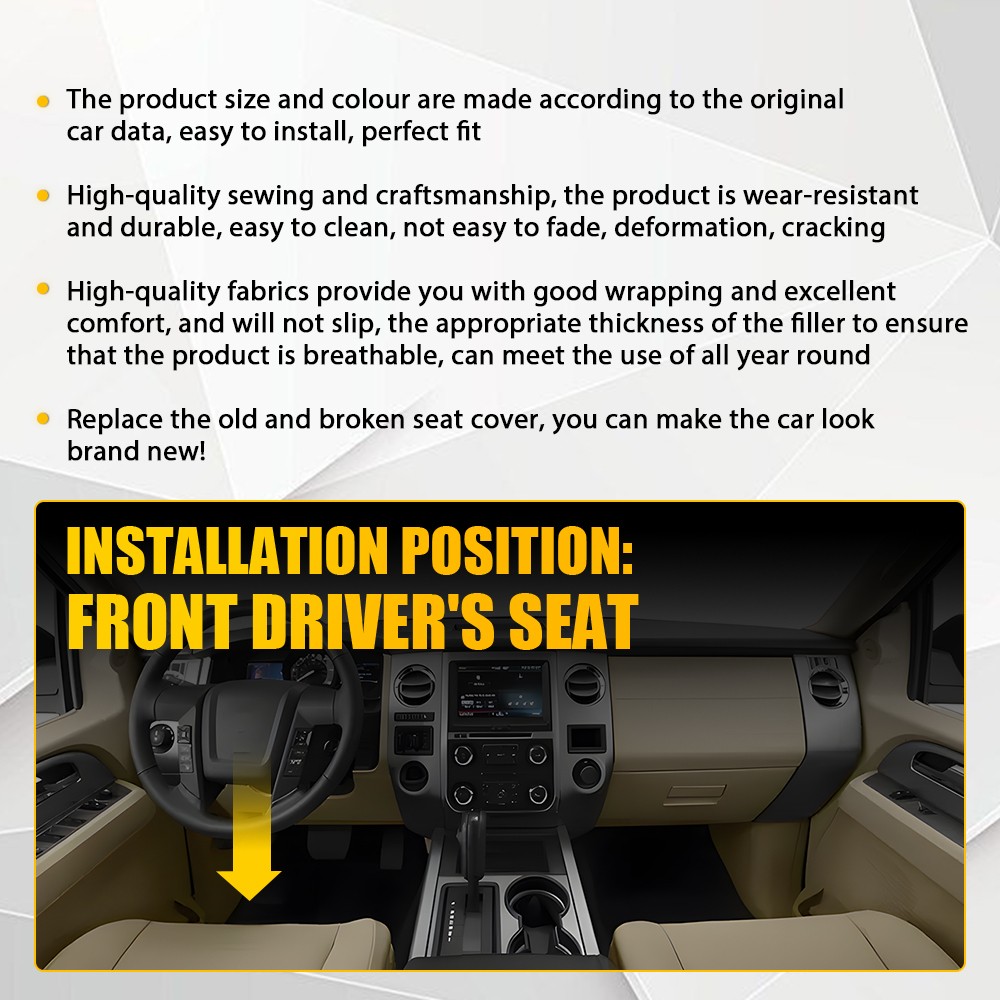 Driver Bottom Leather Seat Cover Dune Tan For 2015 2016 2017 Ford Expedition EOA