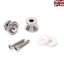 Secure Your Guitar with Modern Chrome Strap Locks - Easy to Use & Install