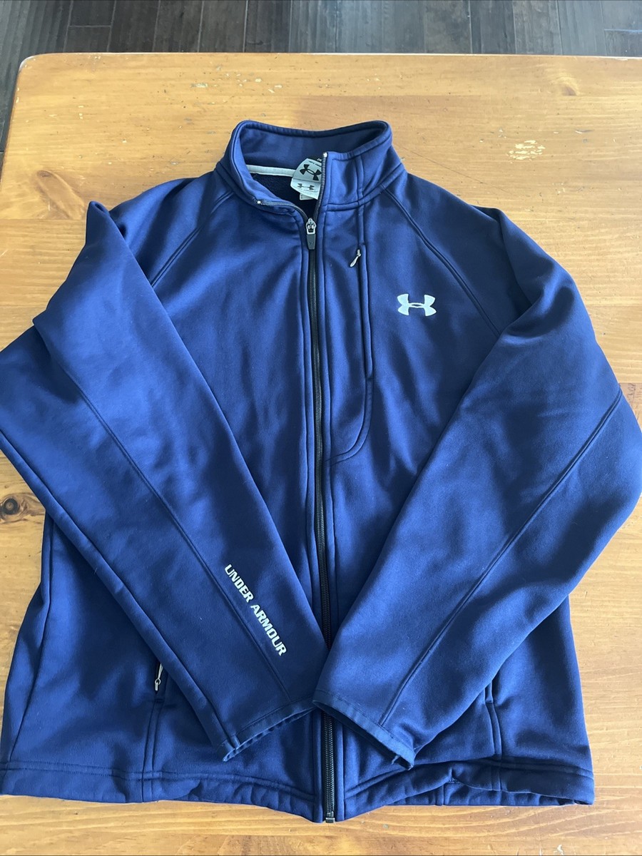 Under Armour Jacket Small Navy Blue ColdGear Unisex Soft Shell Zip