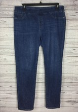 Chico  s Blue Denim Pull On Stretch Jegging Embellished Leg Jeans Size 2.5 L/12 