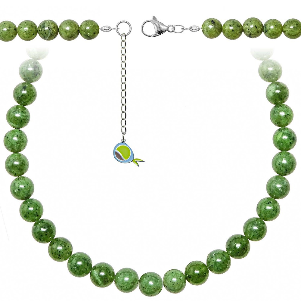 Collier de perles de jade néphrite 10 mm et sautoir 50 cm en pierre naturelle verte pour femme et homme