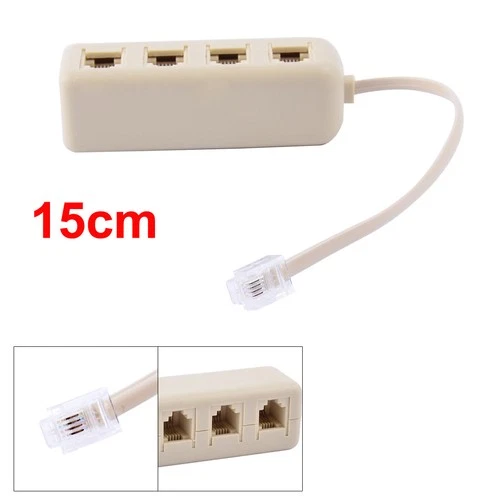 Telephone 6P4C RJ11 Keystone 1 Male to 4 Female Connector Jack Cord Adapter