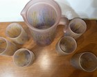 Rueven Vintage Nouveau Art Glass Company Pitcher & 6 Glasses Hand Painted Italy — photo 4