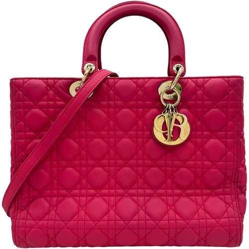 DIOR Lady Dior Large Pink Lambskin Shoulder Bag #OKB10527