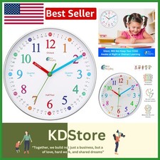 Kids Learning Wall Clock 10-inch Analog Silent Non Ticking Classroom Decor