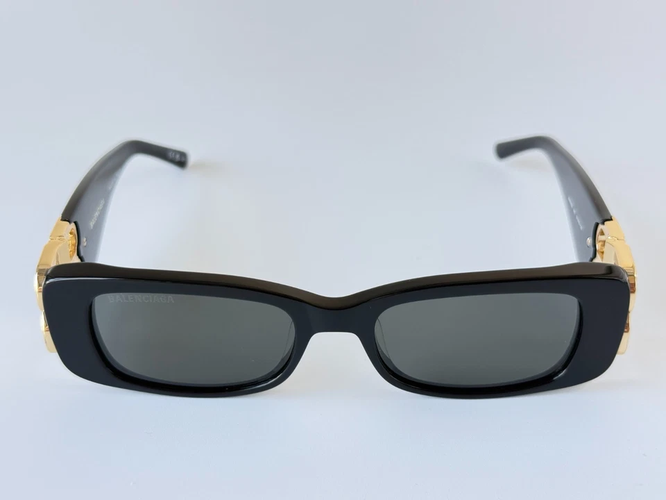 正品 Balenciaga BB0096S 黑色/灰色全边矩形男女通用太阳镜 — 第 3/4 张图片