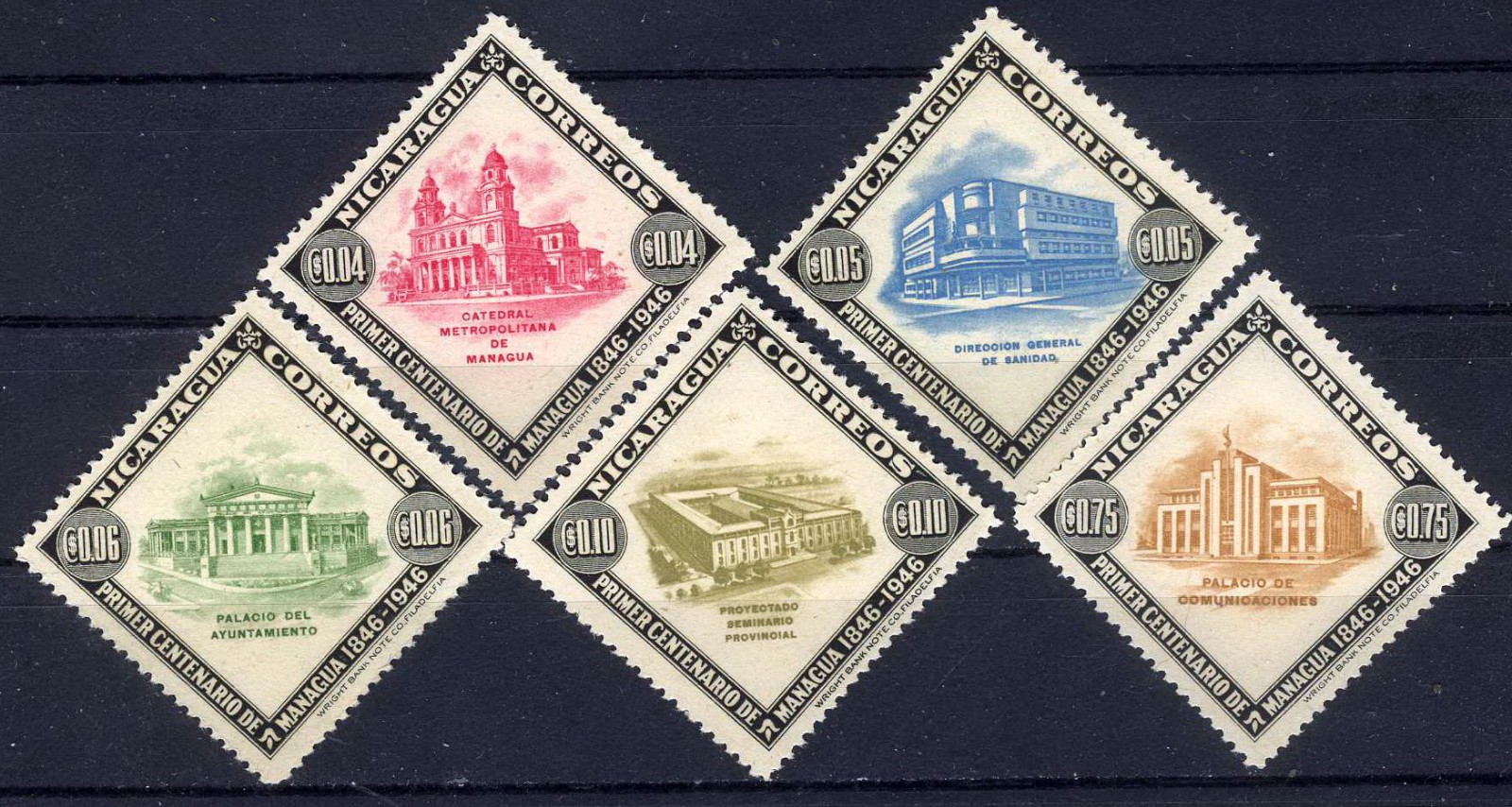 Nicaragua 1947 Centenary Founding Managua MNH (SC# 701-705)