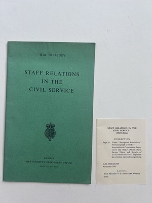 H.M. Treasury Staff Relations im öffentlichen Dienst 1965 4. Auflage HMSO