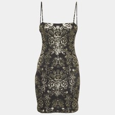 Alice Olivia Black Floral Foil Print Fifi Mini Dress S