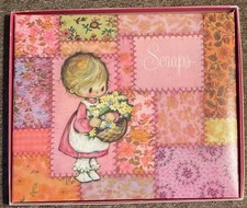 Vtg  71 HALLMARK Girl SCRAPBOOK ALBUM UNUSED CONDITION Patchwork w/box NOS