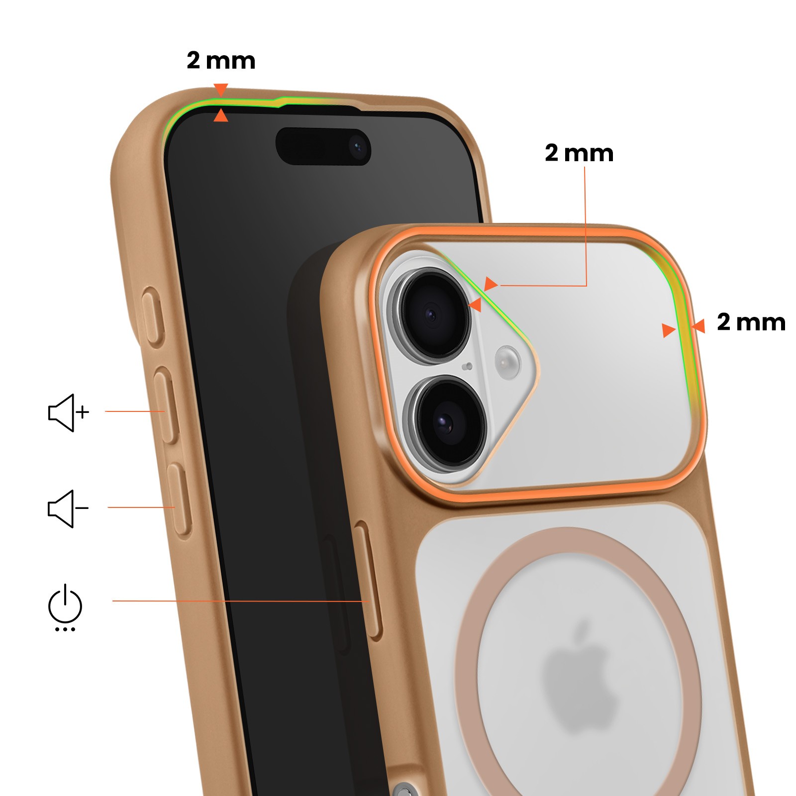 Coque rigide iPhone 16 Avizar antichoc marron coque hybride PC - 3