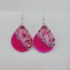 Pink Heart Drop Dangle Earrings