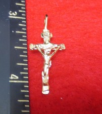 Pendentif Crucifix Croix En Plaqué Or 14KT D'environ 1 1/8 Pouce -2624