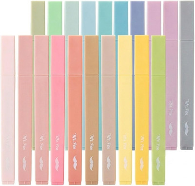 - Aesthetic Highlighters No Bleed, 20 Pack, Pastel Colors, Chisel Tip, Cute High