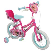 Barbie Girls Bike 14" Pink Bicycle Removable Stabilisers + Doll Carrier Age 3+