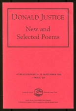 Donald JUSTICE / New and Selected Poems Uncorrected Proof 1st 1995