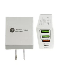 36 Watt Multi-port USB Charger with 3.0 Quick Charge, White 2_Pack
