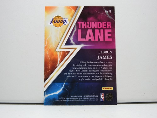 2023-24 Panini Select Lebron James Thunder Lane #8 Los Angeles Lakers - Picture 2 of 2