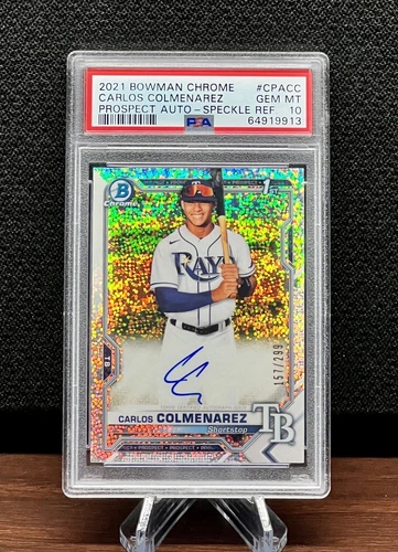 CARLOS COLMENAREZ 2021 Bowman Chrome 1st Rookie Card Speckle Auto #/299 PSA 10