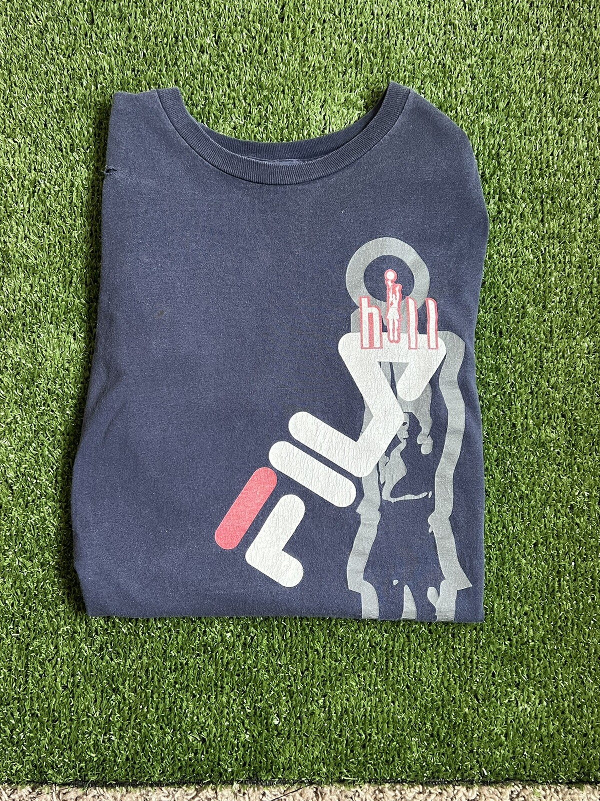 T shirt basket vintage FILA Made in USA Uomo XL Navy