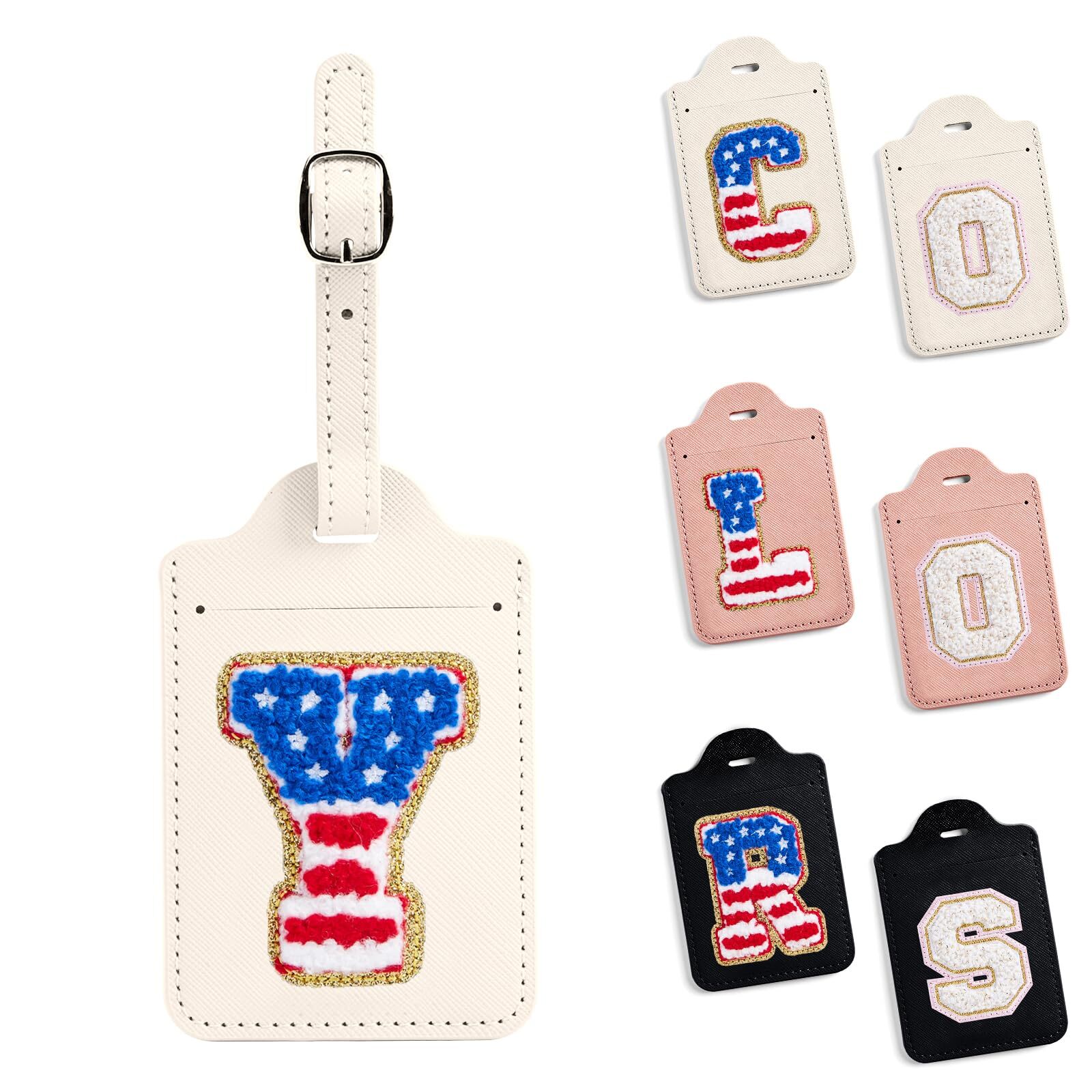 Personalized Initial Letter Luggage Tags for Suitcases,PU Leather Baggage Tag...