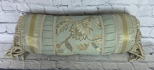 American Century Home Roll Pillow Gold/Sage 20” Fringe Accent Decorative Cushion - 第 6/14 張圖片