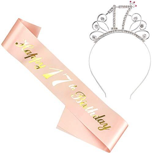 Ouceanwin Corona per Compleanno 17 anni Ragazza Cristallo Strass Corona (Y3b) - Foto 1 di 1