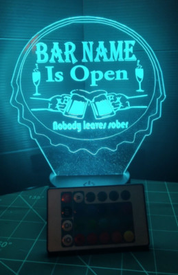 personalisiertes Barschild Open Light Up Bar Top Höhle Gartenhaus Fernbedienung