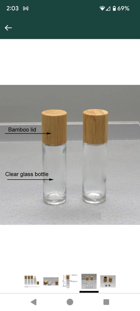 2 PackEssential Oil 15 MlRoll On Empty Clear. Bamboo Lids With Dropper