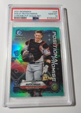 ADLEY RUTSCHMAN - 2021 BOWMAN CHROME POSITIONAL PROMISE - AQUA REFRACTR - PSA 10