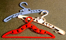 3 Vintage Baby Hangers Plastic Red Blue White Ducks Bears Clown VGC