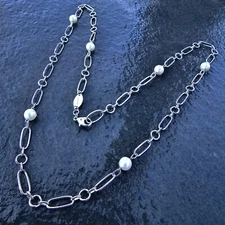 Mikimoto Pearl Necklace Chain Morse M Code 18k White Gold 6 Akoya 24" $7600