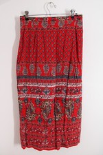 Vtg Unbranded 30-33" Waist Red Paisley Midi Wrap Skirt